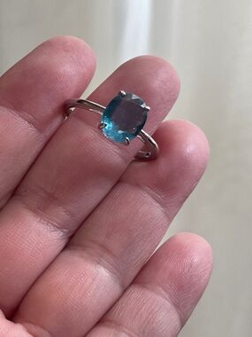 Natural Kyanite Oval Gemstone 925 Sterling Silver Ring Size 9 Certified AGA